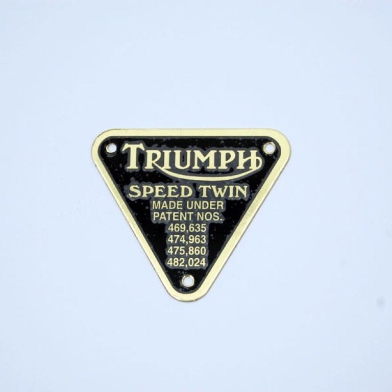 Speed Twin patent plate Brass