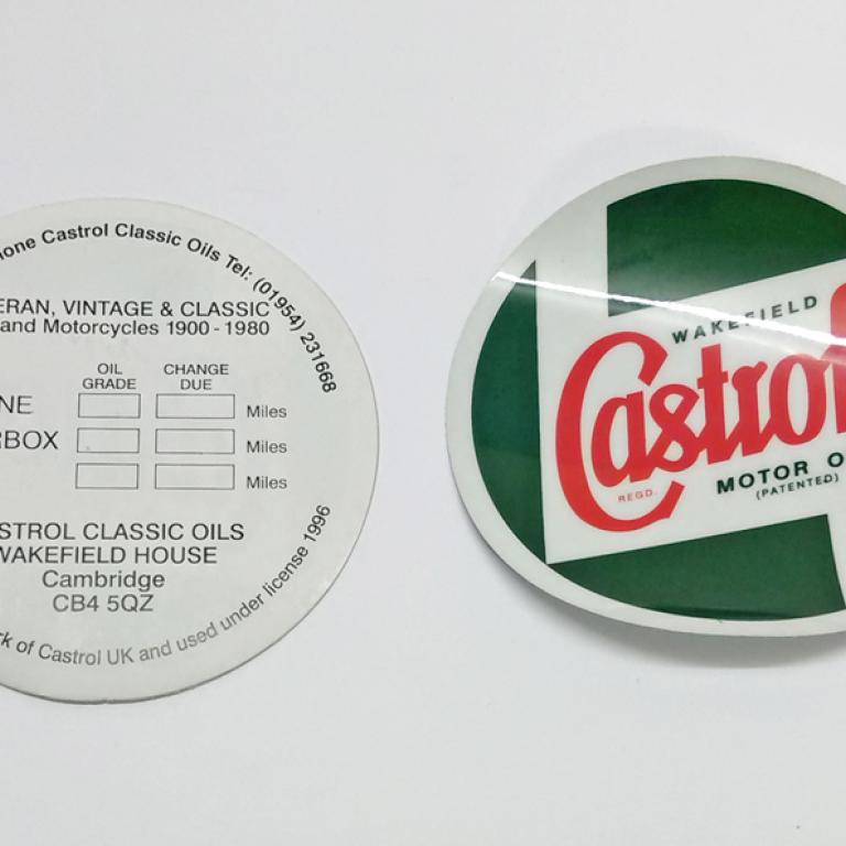 Castrol Classic windscreen internal service sticker 85mm dia